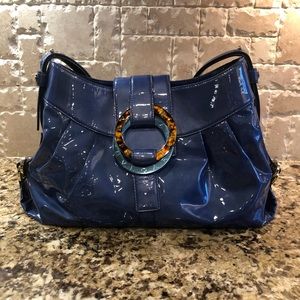 BVLGARIA Prussian Blue Pleather Purse